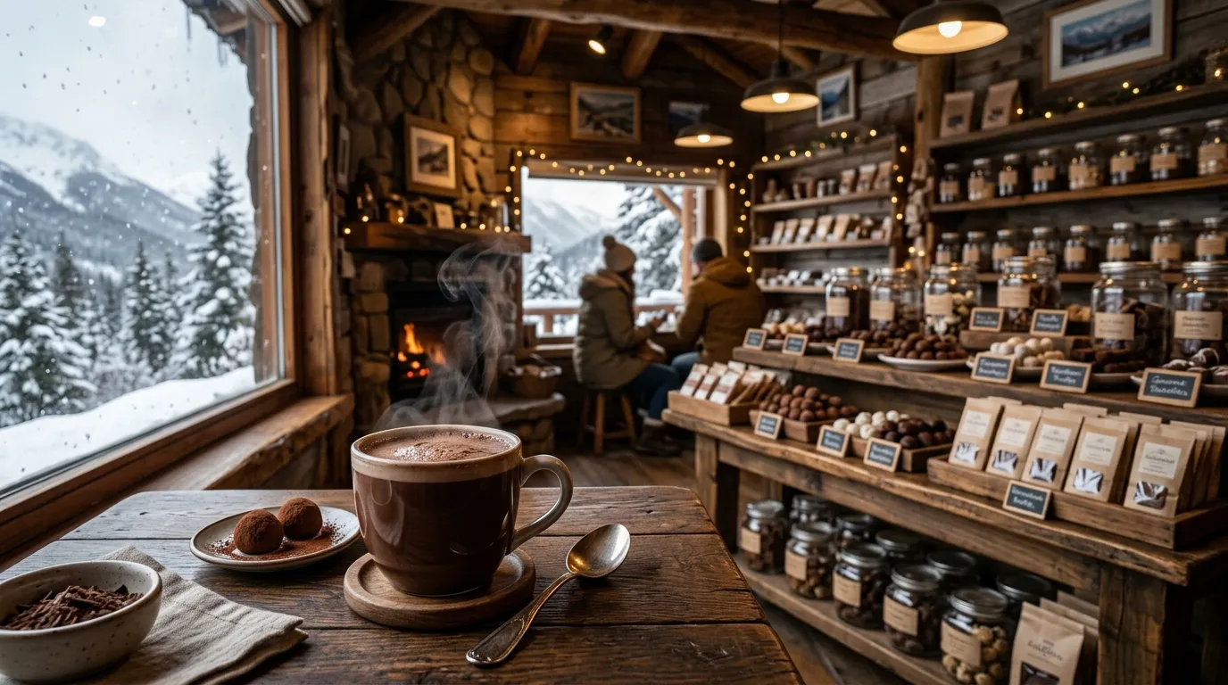 Café aconchegante com chocolates artesanais, dica imperdível de o que fazer em Bariloche.