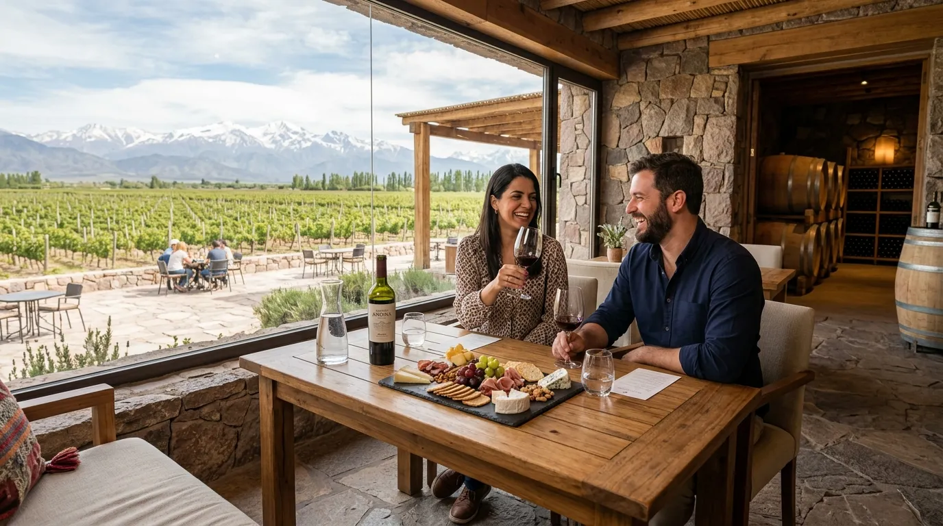 Degustação de vinhos e gastronomia local como dica de o que fazer em Mendoza Argentina.