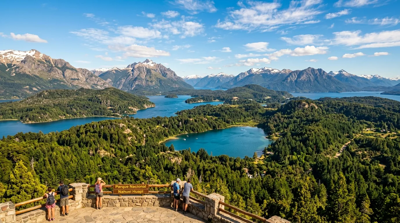 Vista panorâmica do Cerro Campanario mostrando o que fazer em Bariloche no verão com paisagens únicas.