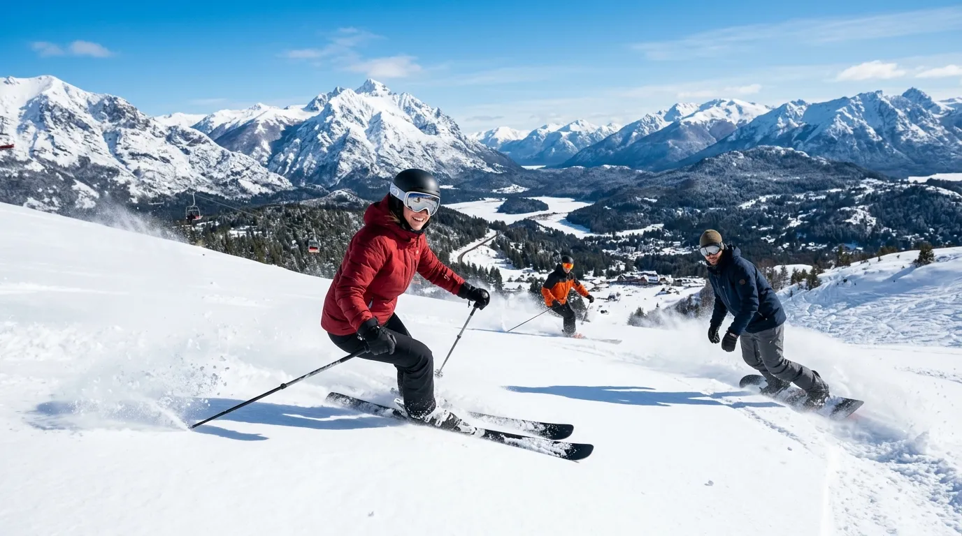 Dicas de o que fazer em Bariloche no inverno aproveitando esportes de neve na montanha.