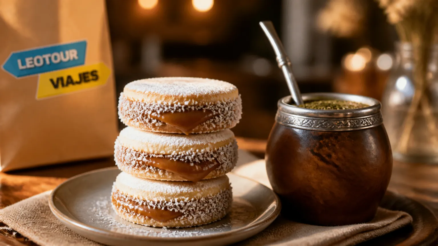 Sobremesa de alfajor doce leite famosa comida tipica argentina.