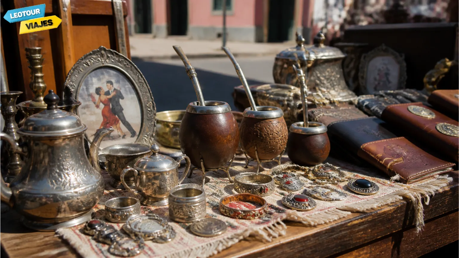 Detalhes de artesanato e antiguidades tipicas para comprar na feira de San Telmo.