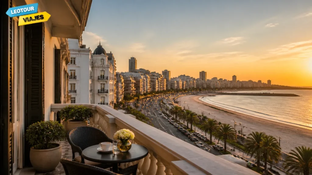 Bairro Pocitos mostrando onde ficar em Montevidéu com vista para praia e hotéis modernos.