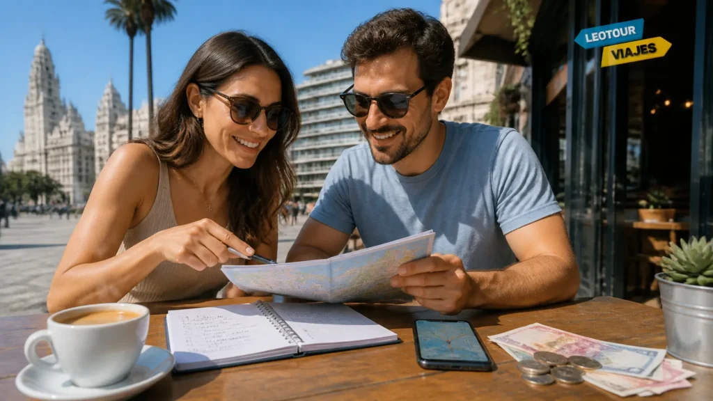Planejamento financeiro mostrando quanto custa viajar para o Uruguai com orçamento diário detalhado.