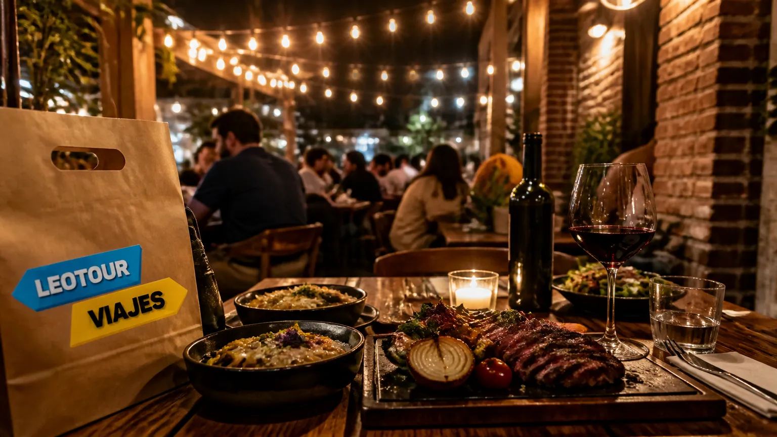Restaurante charmoso ao ar livre em Palermo Buenos Aires a noite