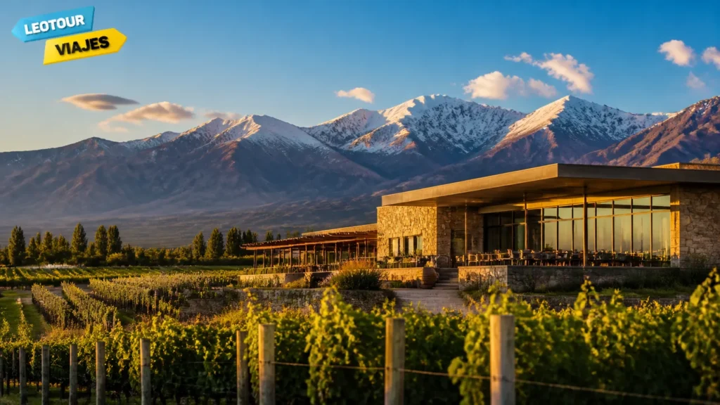 Vinhedos deslumbrantes no Valle de Uco com a Cordilheira dos Andes ao fundo em Mendoza.