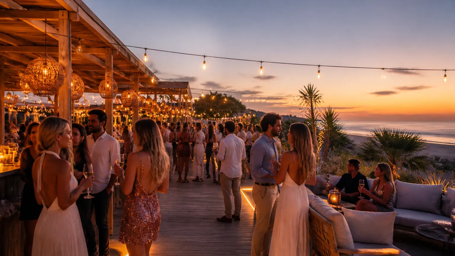 Festa sofisticada a beira-mar durante réveillon em punta del este