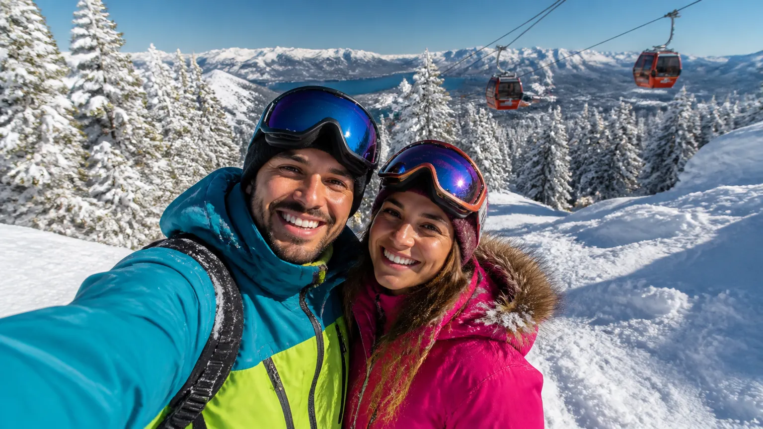 Turistas aproveitando a neve em passeio incluído no pacote para Bariloche de inverno.