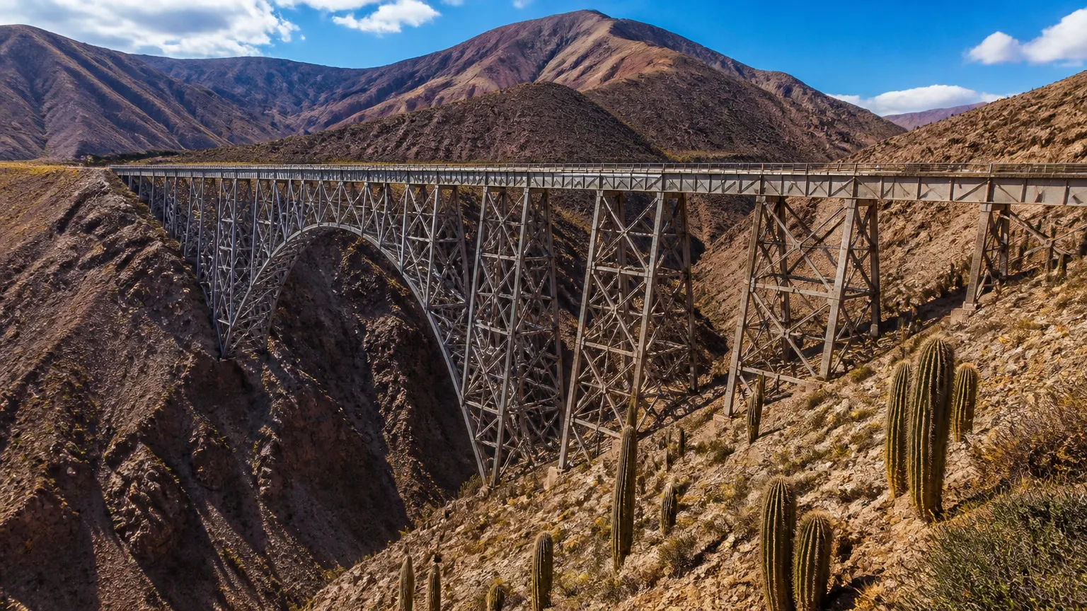 Viaduto do trem nas montanhas em passeios em Salta.